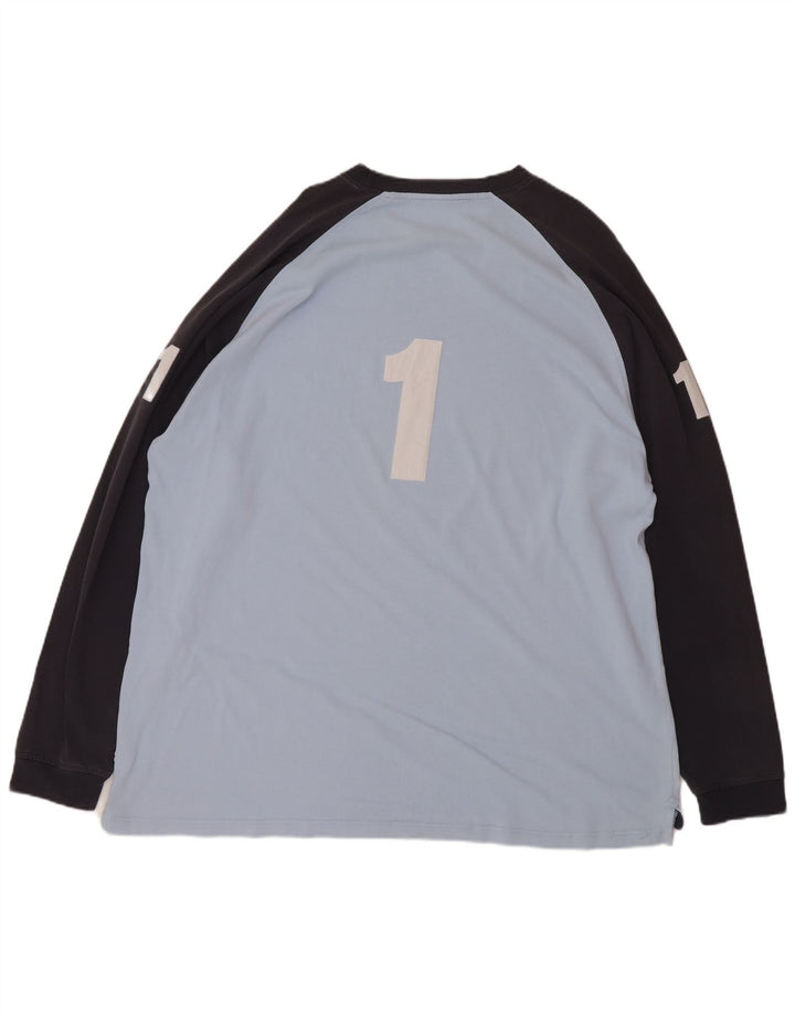 Hackett Mens Graphic Top Manches Longues 2XL Bleu Colorblock Coton