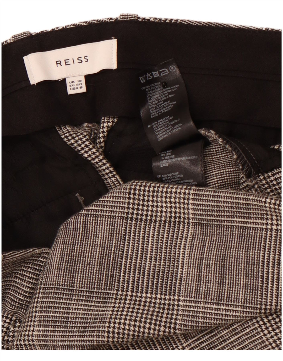 REISS Pantalon de costume taille haute pour femme UK 12 Medium W32 L28 Gris