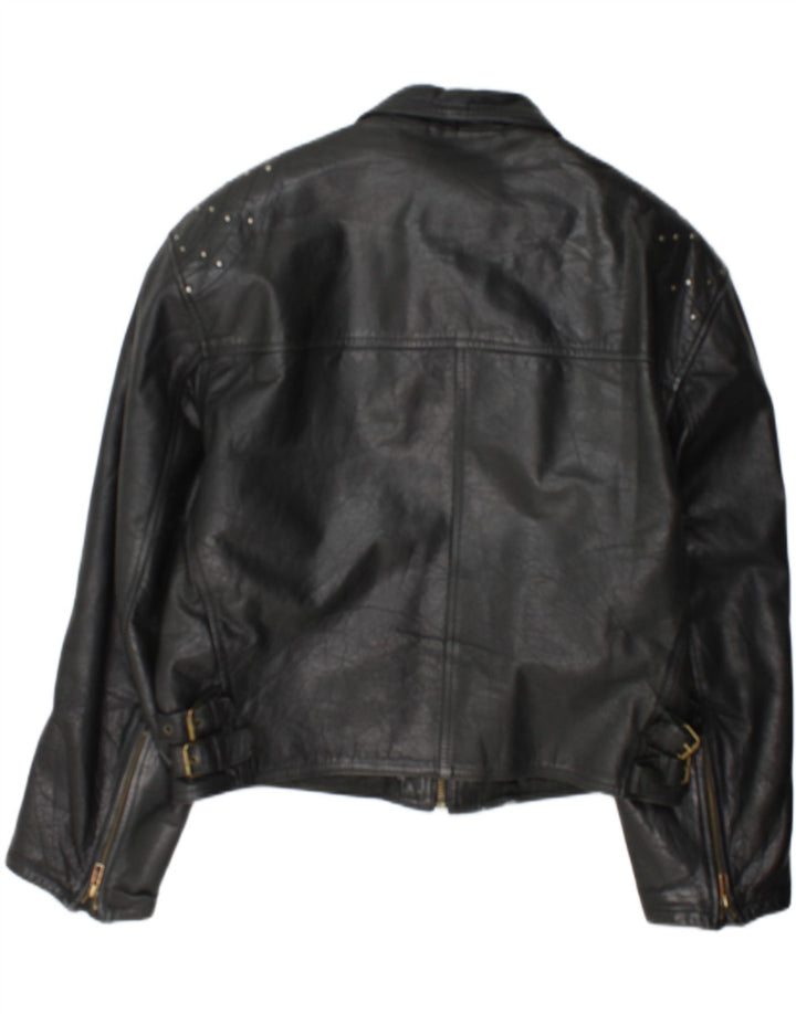 veste de course en cuir femme vintage UK 18 XL cuir noir