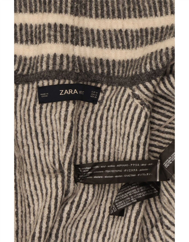 Zara Cardigan surdimensionné à manches 3/4 pour femme UK 14 Gris moyen rayé