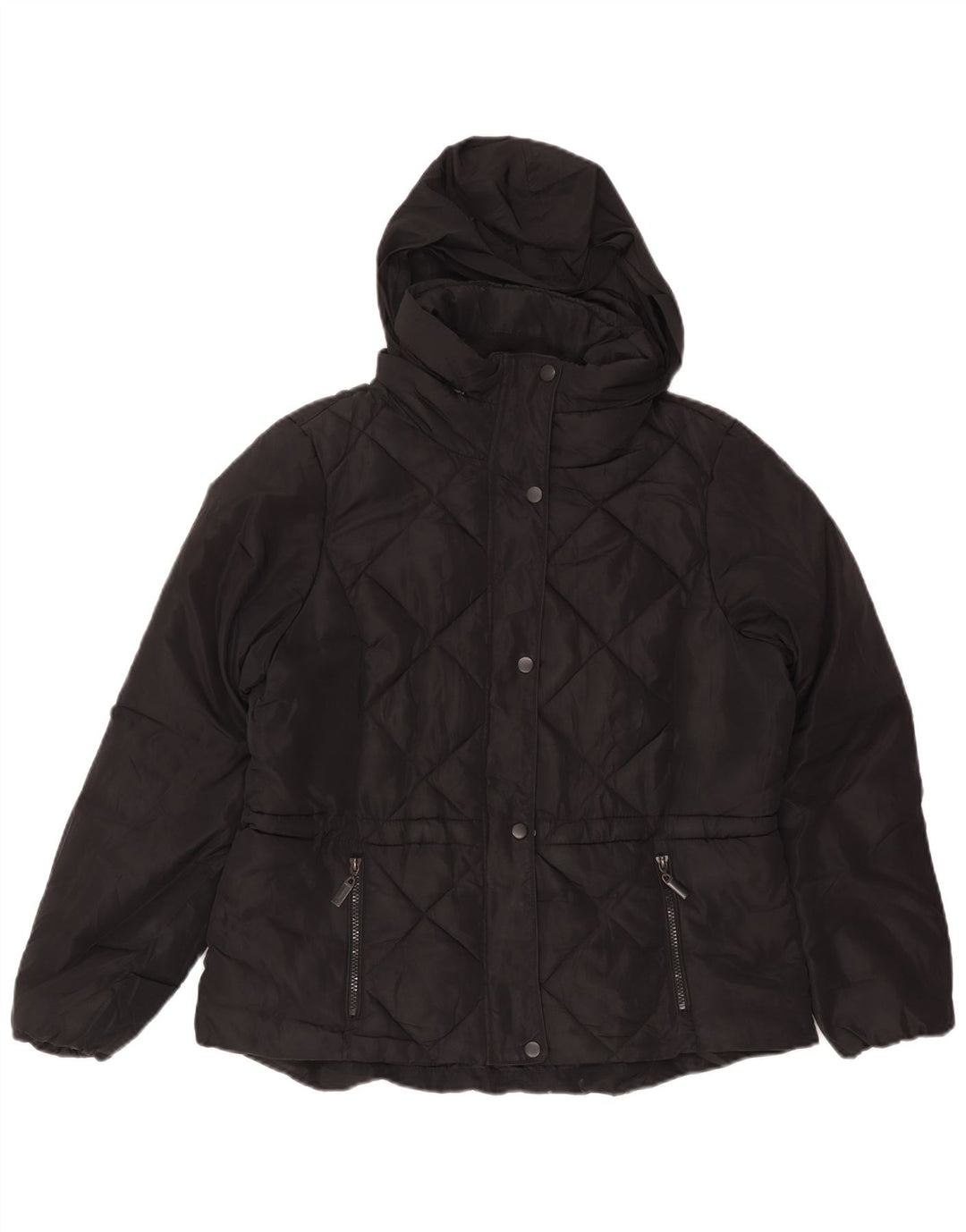 Marks & Spencer Veste matelassée à capuche pour femme UK 14 Medium Noir Polyester