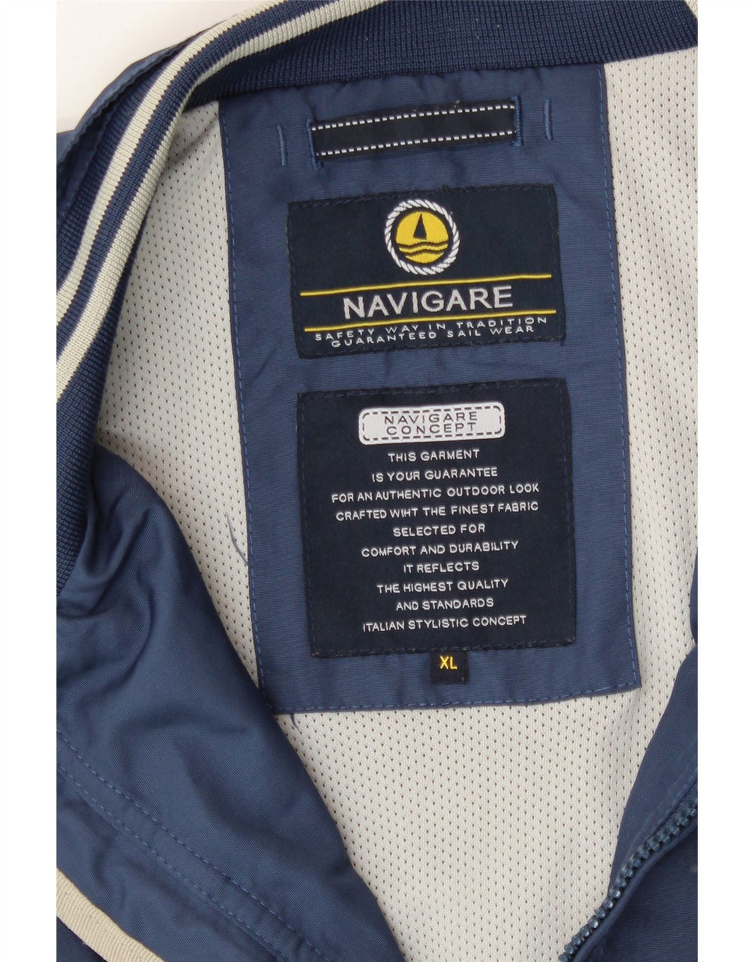 NAVIGARE Mens Bomber Jacket UK 42 XL Navy Blue Vintage Navigare and Second-Hand Navigare from Messina Hembry 