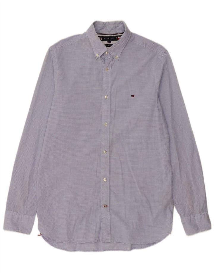 Tommy Hilfiger Chemise Slim Fit Homme Bleu Moyen en Coton à Fines Rayures