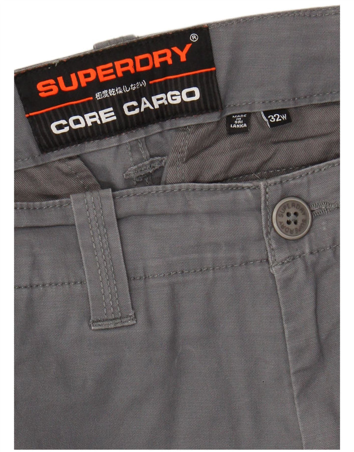 SUPERDRY Short Cargo Homme W32 Gris Moyen Coton