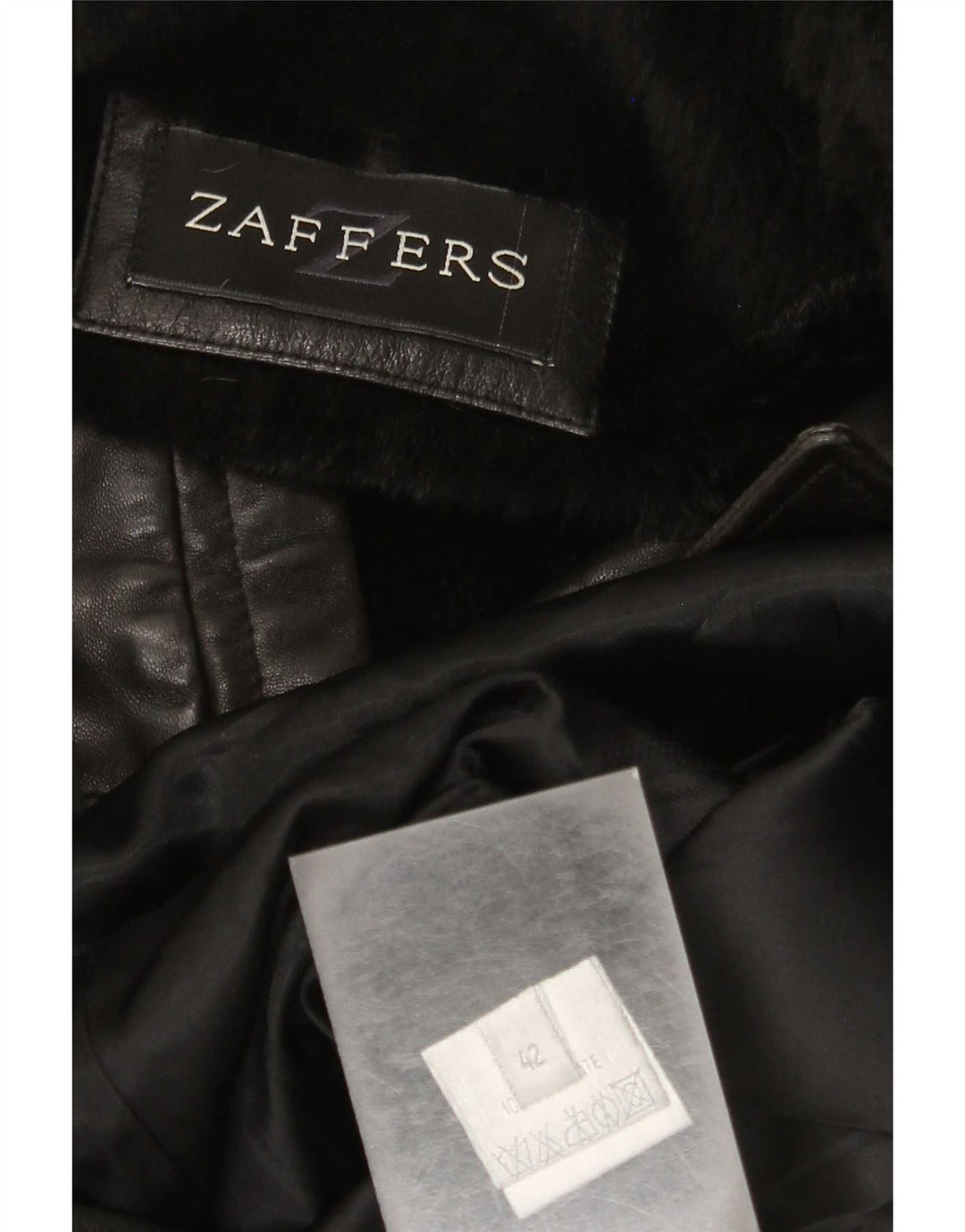 Zaffers Manteau En Cuir Croisé Femme IT 42 Cuir Noir Moyen