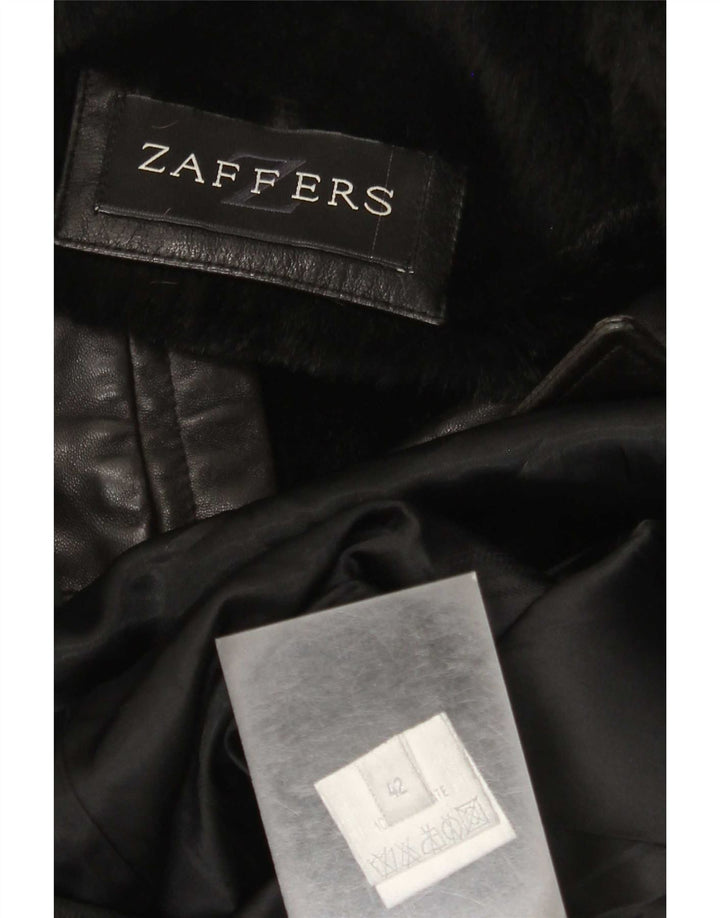 Zaffers Manteau En Cuir Croisé Femme IT 42 Cuir Noir Moyen