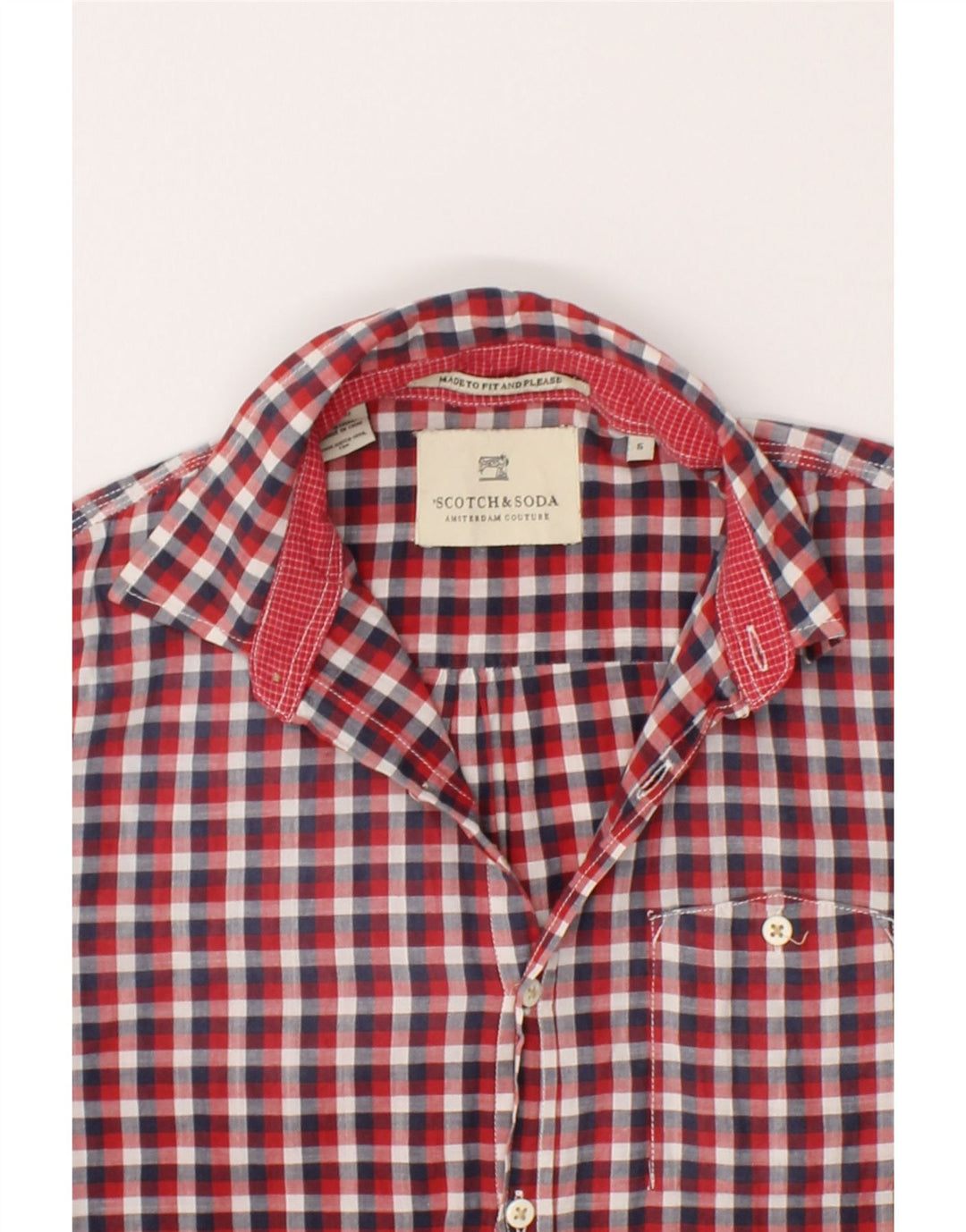 SCOTCH & SODA Mens Shirt Small Red Check Cotton Vintage Scotch & Soda and Second-Hand Scotch & Soda from Messina Hembry 
