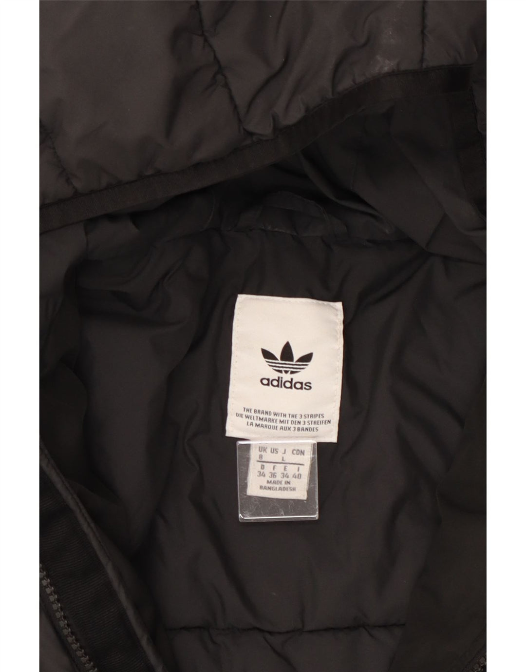 ADIDAS Veste rembourrée à capuche pour femme UK 8 Small Noir Polyester