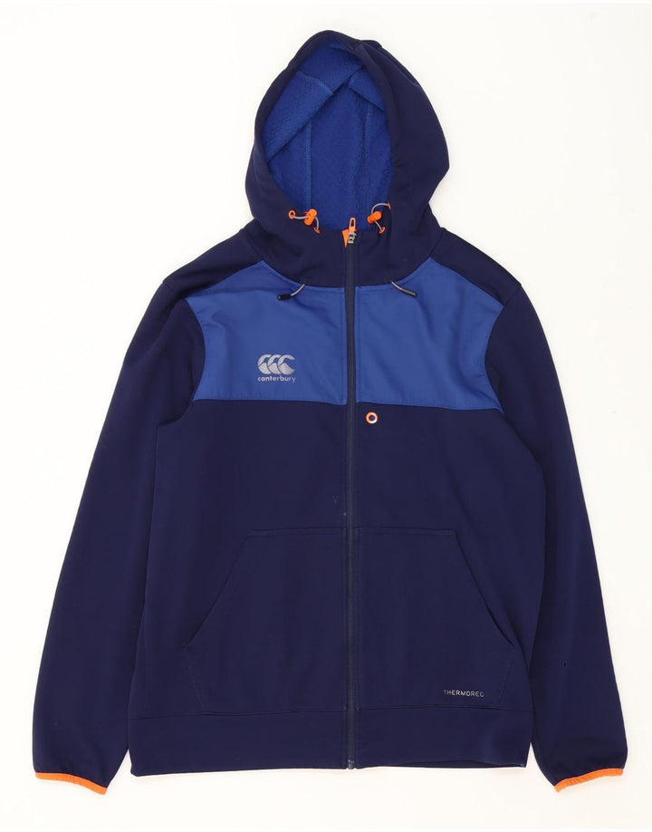 Canterbury Pull à capuche zippé pour homme en polyester color block bleu marine