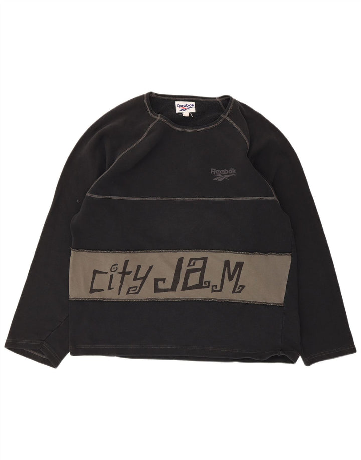Reebok Sweat-shirt graphique pour homme en coton color block Noir Taille L