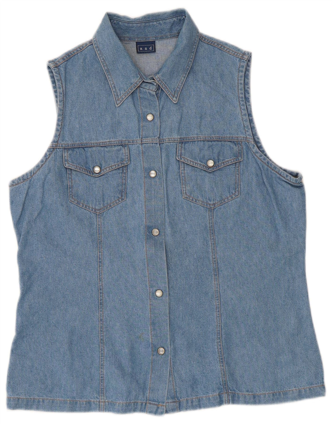 Et Chemise En Jean Sans Manches IT 46 Large Bleu Coton Femme
