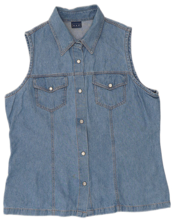 Et Chemise En Jean Sans Manches IT 46 Large Bleu Coton Femme