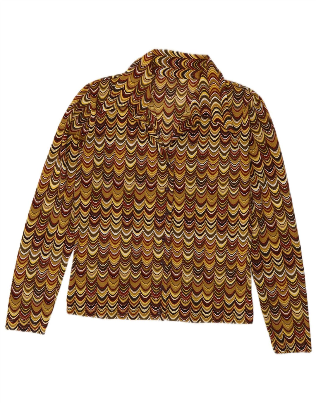 vintage Femme Chemise Blouse UK 12 Moyen Multicolore Géométrique