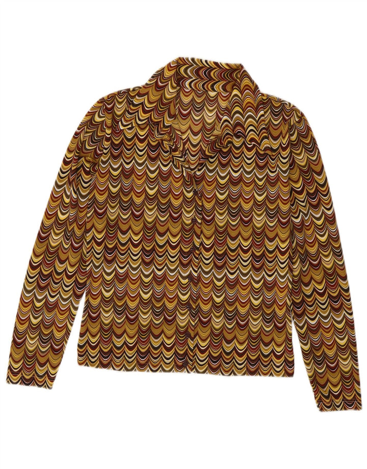 vintage Femme Chemise Blouse UK 12 Moyen Multicolore Géométrique
