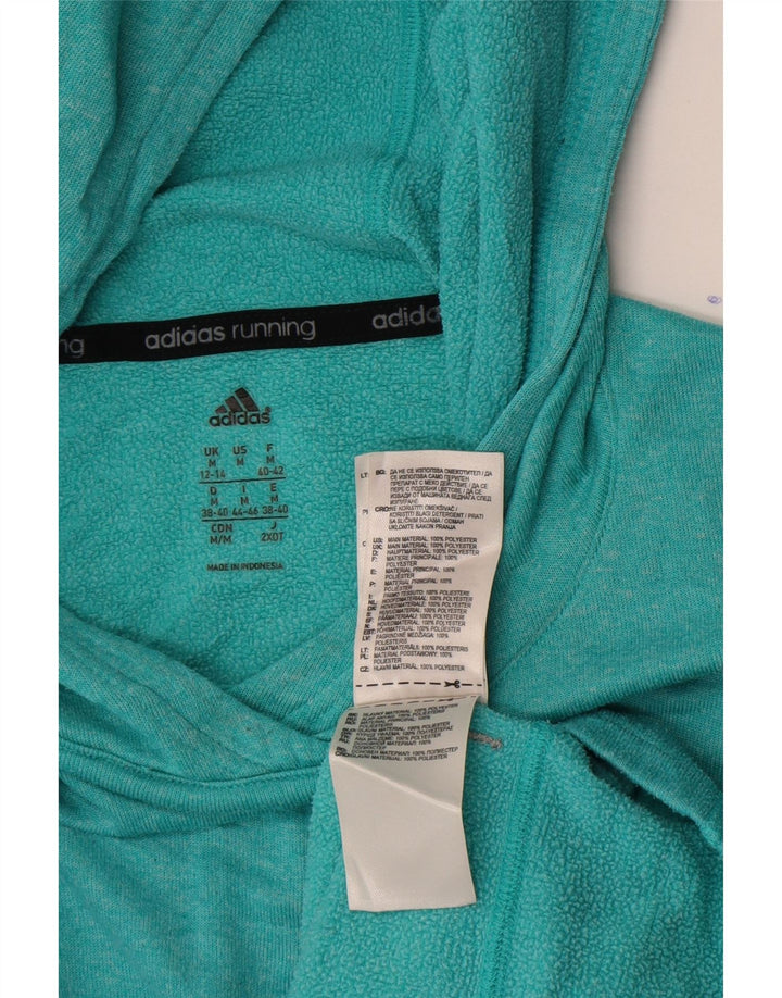 Adidas Pull à capuche de course pour femme UK 12/14 Polyester turquoise moyen