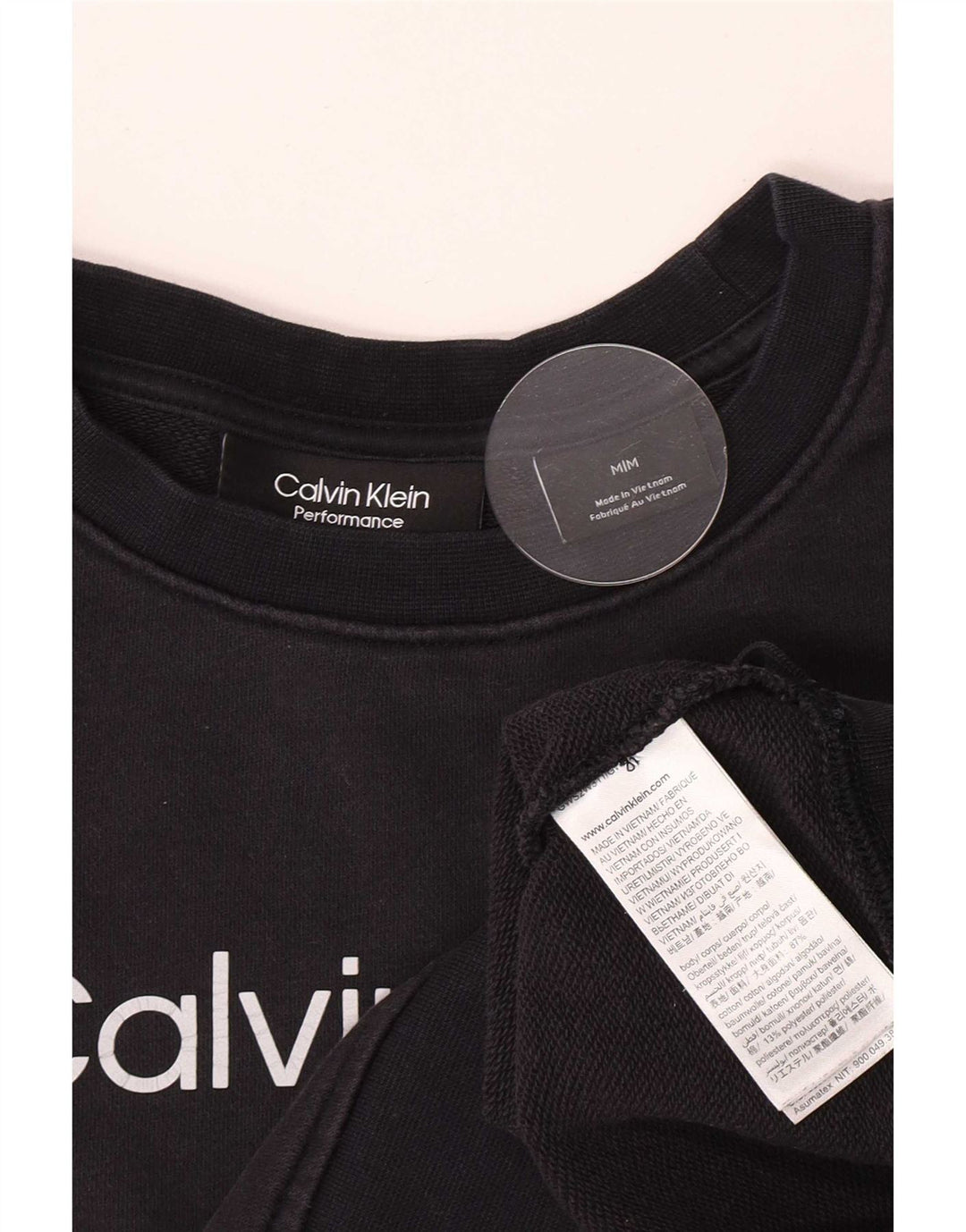 Calvin Klein Sweat-shirt court graphique pour femme UK 14 Bleu marine moyen