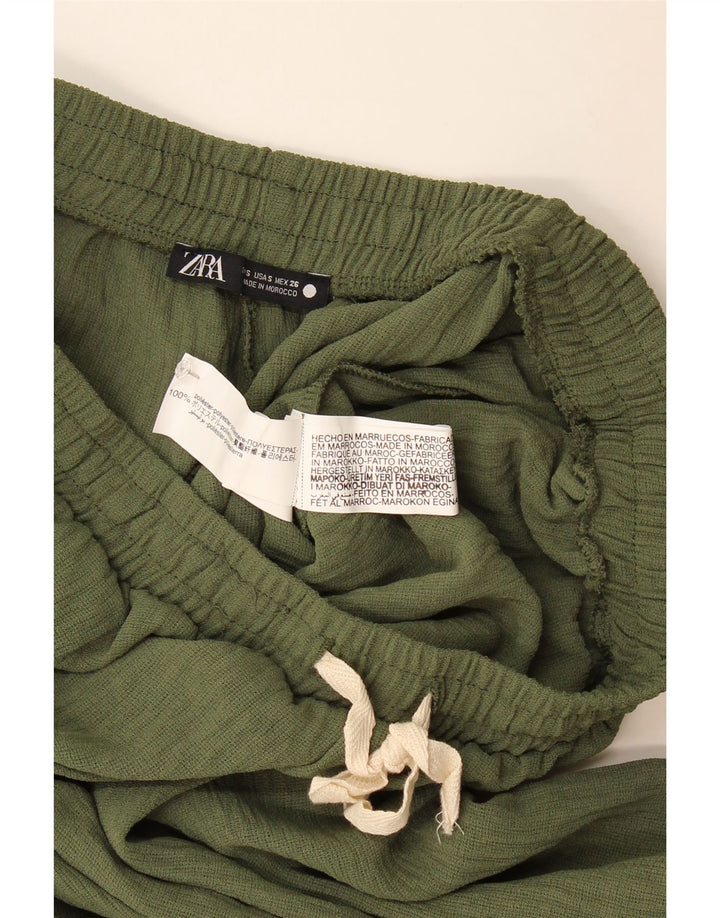 Zara Pantalon de jogging décontracté pour femme Petit Kaki Polyester