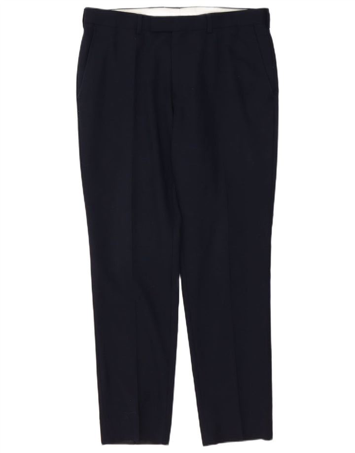 Marks & Spencer Pantalon de Costume Slim Fit pour Homme W32 L29 Laine Bleu Marine