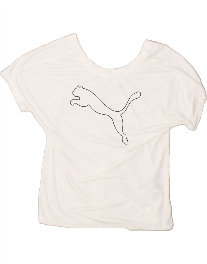 PUMA Womens Graphic T-Shirt Top UK 14 Large White Polyester Vintage Puma and Second-Hand Puma from Messina Hembry 