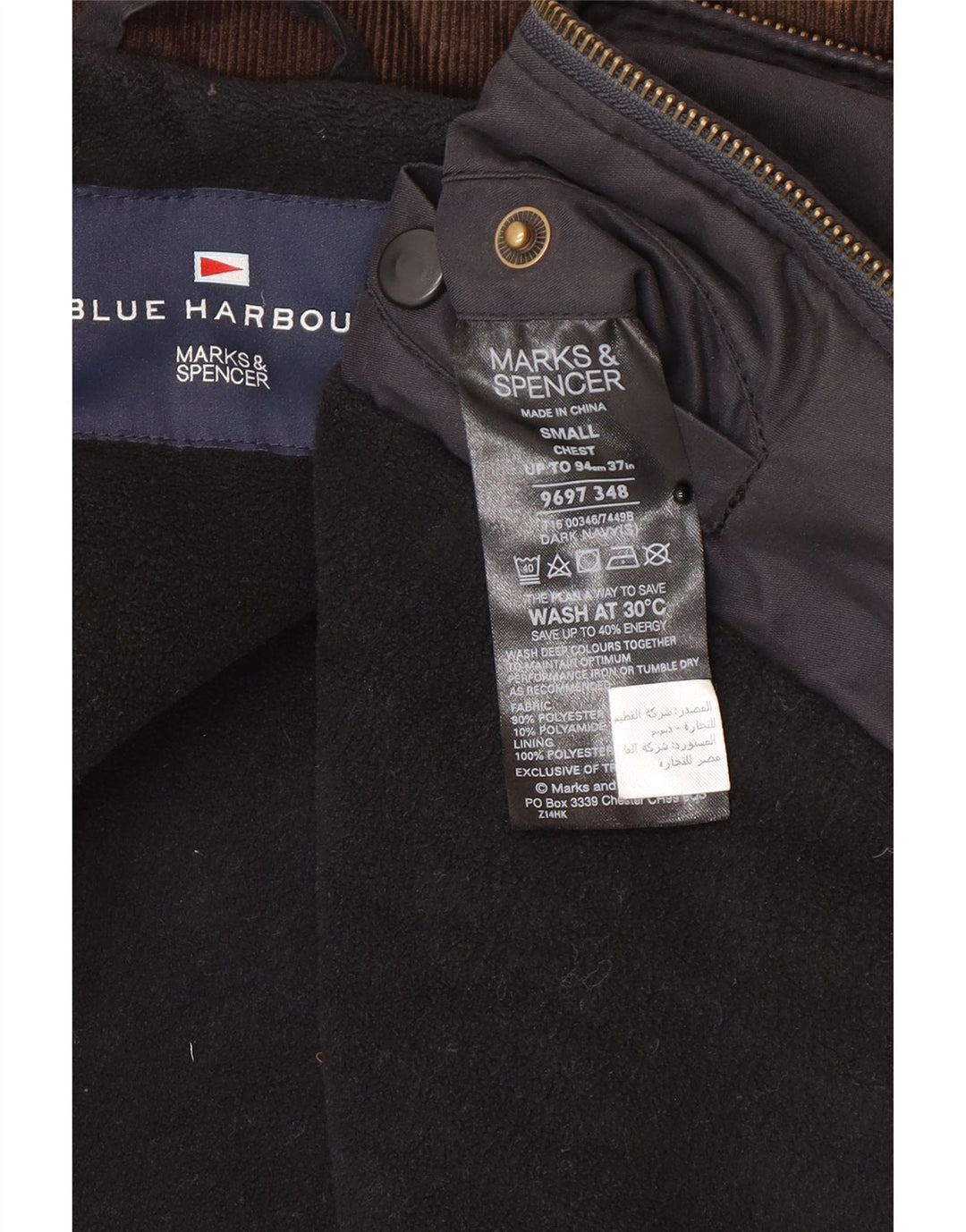 Marks & Spencer Veste coupe-vent pour homme UK 36 Small Bleu marine Polyester