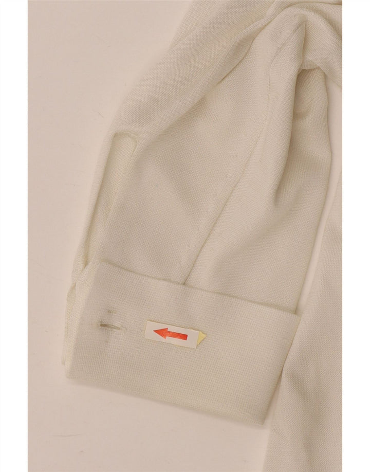 vintage Femmes Surdimensionné Manches Longues Blouse Top UK 16 Grand Blanc