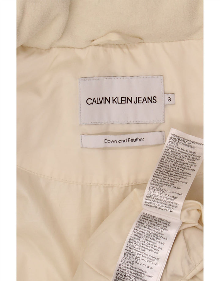 CALVIN KLEIN JEANS Veste matelassée surdimensionnée pour femme UK 10 Small Off White