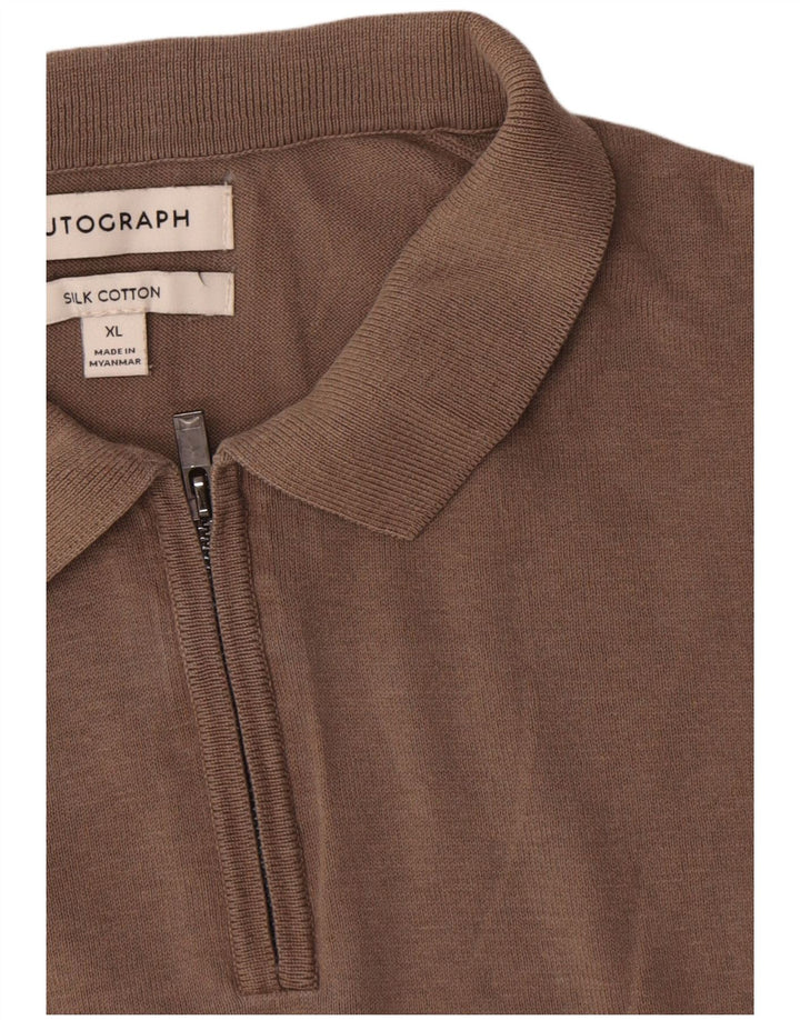 Marks & Spencer Polo Autograph Homme XL Gris Soie