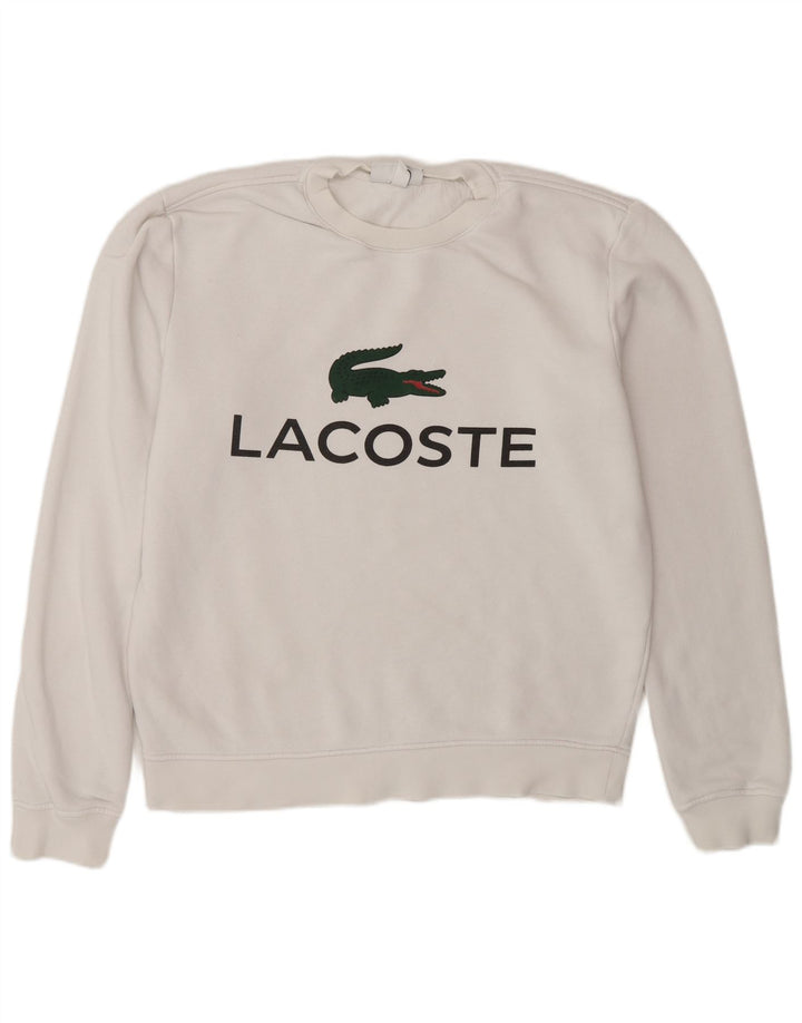 Lacoste Mens Graphic Sweatshirt Jumper Taille 3 Petit Coton Blanc