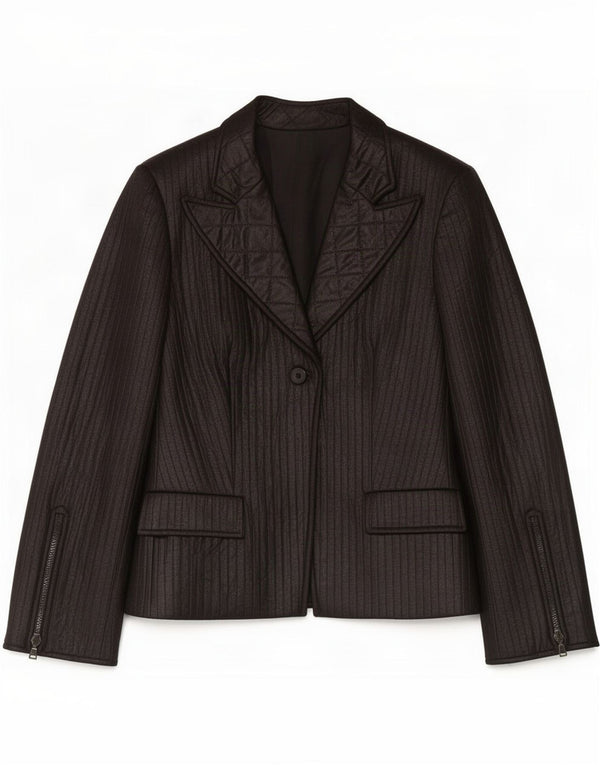 Vintage Blazer 1 bouton pour femme IT 48 XL Noir Polyester