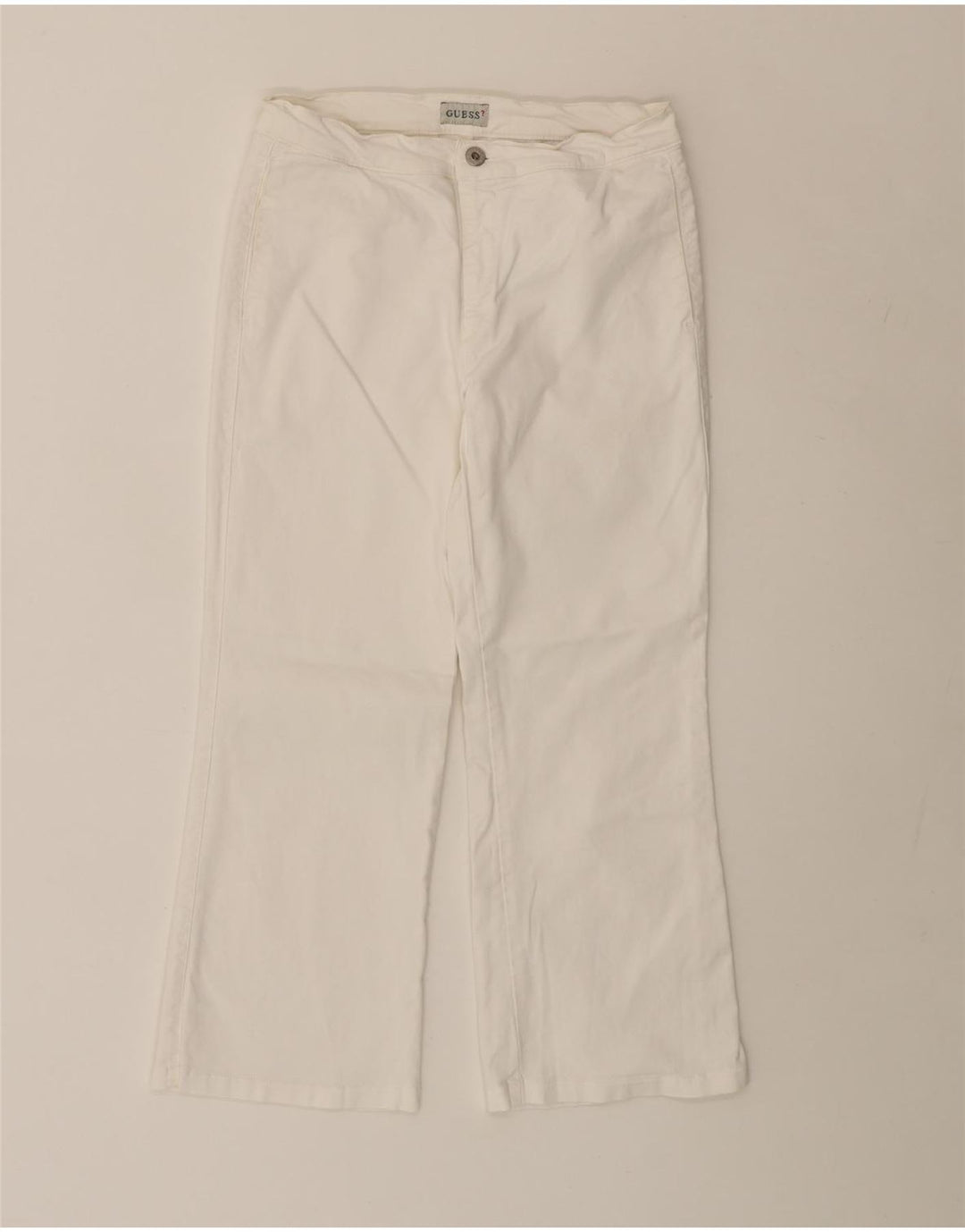GUESS Pantalon court droit femme W29 L23 coton blanc cassé