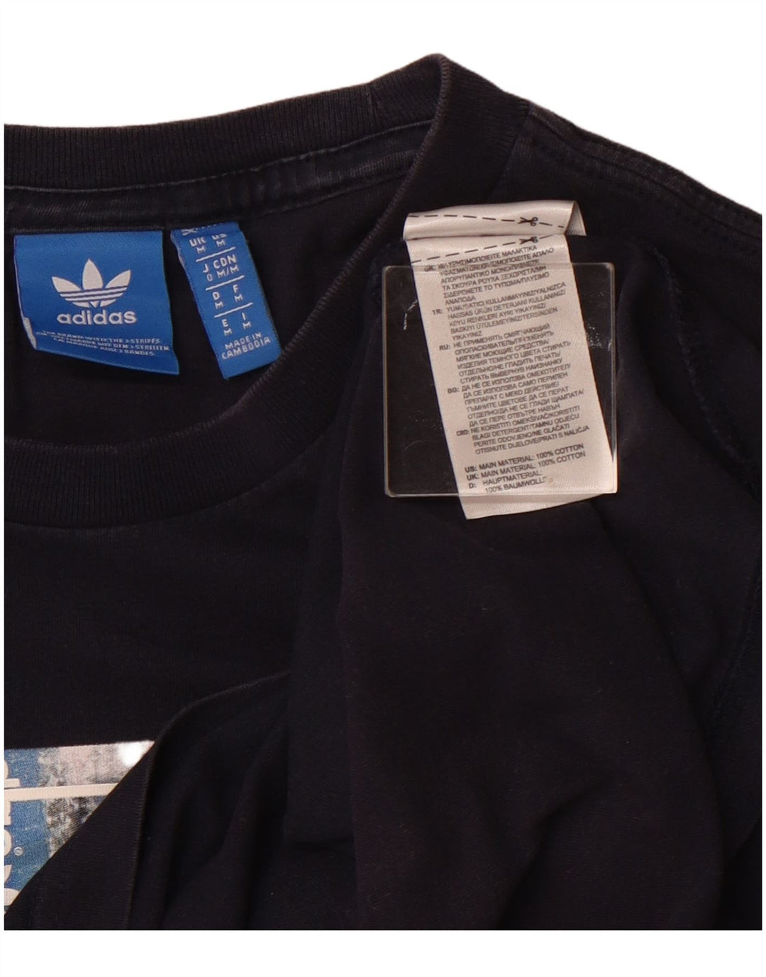 Adidas T-Shirt Graphique Homme Bleu Marine Moyen Coton
