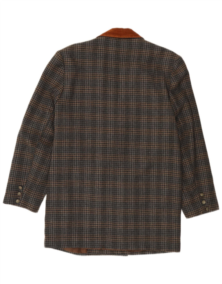 VINTAGE Veste blazer longue pour homme UK 40 Grand pied-de-poule gris