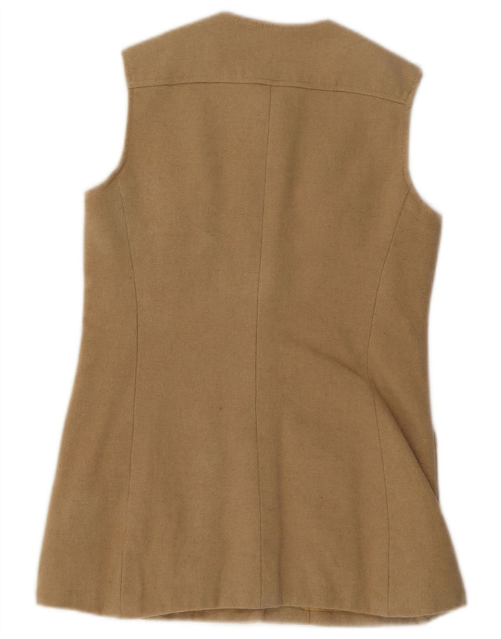 JAEGER Gilet utilitaire pour femme UK 10 Petite laine beige