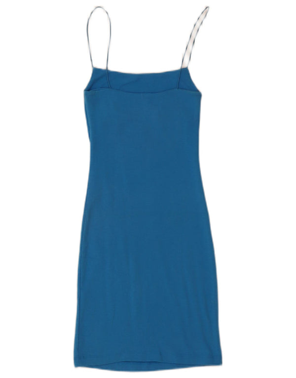 Zara Femme Slip Dress UK 8 Petit Bleu Coton
