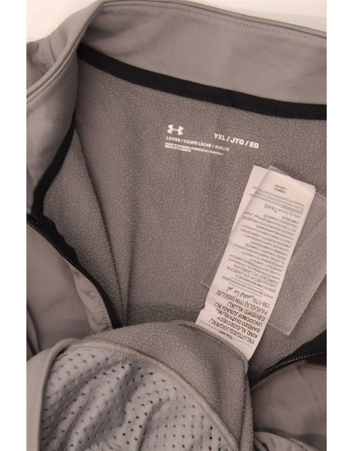 Under Armour Sweat-shirt à col zippé pour garçon 13-14 ans XL Gris Polyester