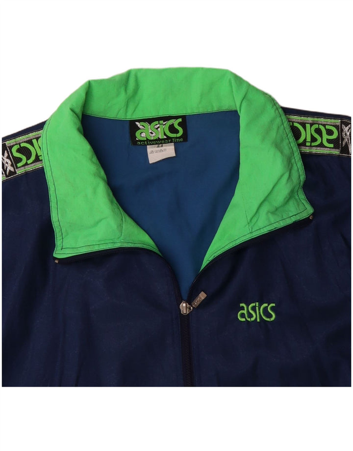 ASICS Veste de survêtement graphique pour hommes IT 54 XL Bleu Colorblock