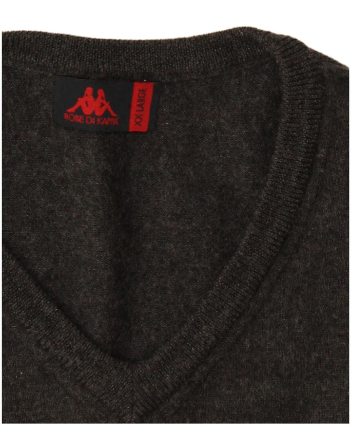 KAPPA Pull col V pour homme 2XL Gris