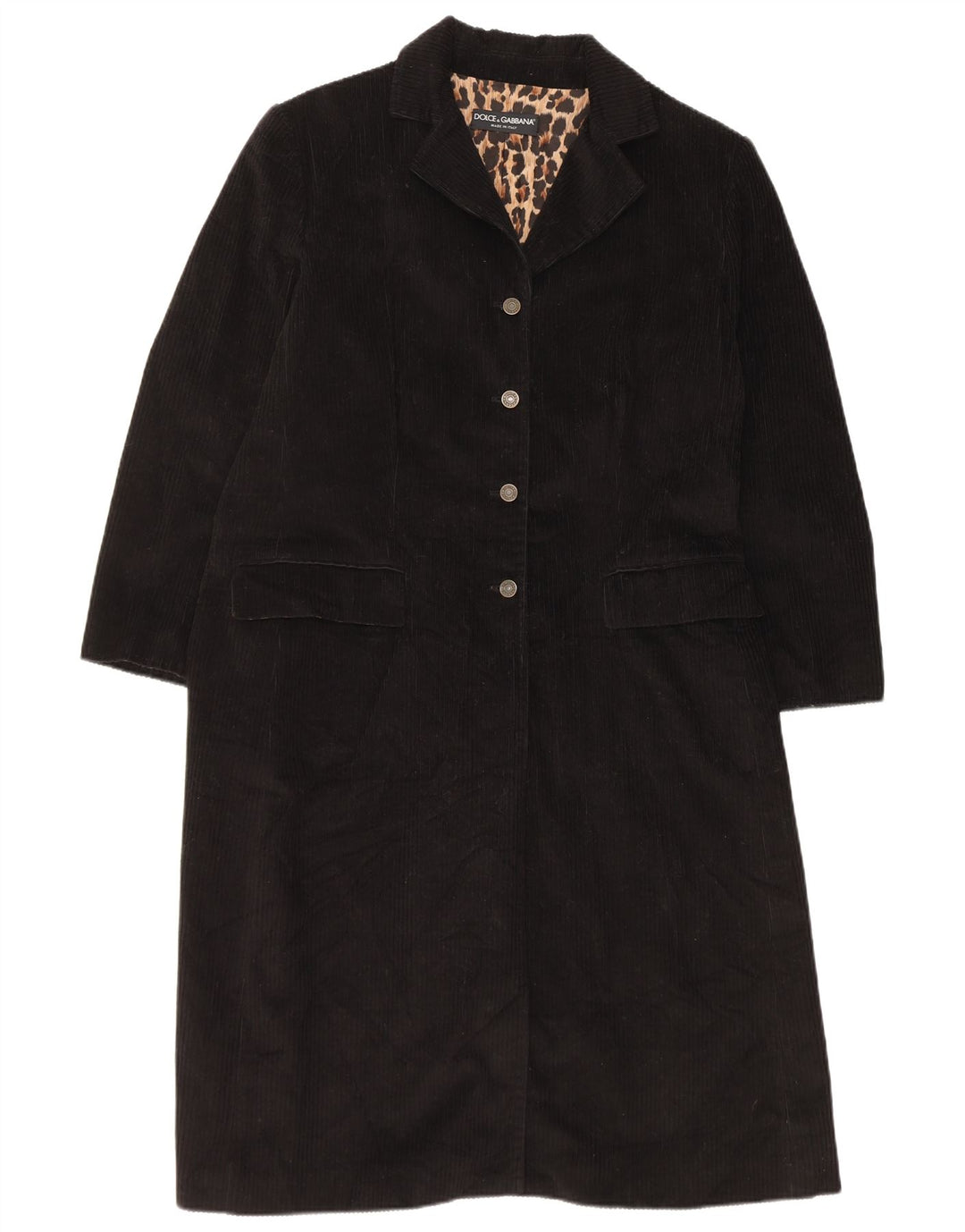 Dolce & Gabbana Manteau en velours côtelé pour femme IT 44 en coton noir moyen classique