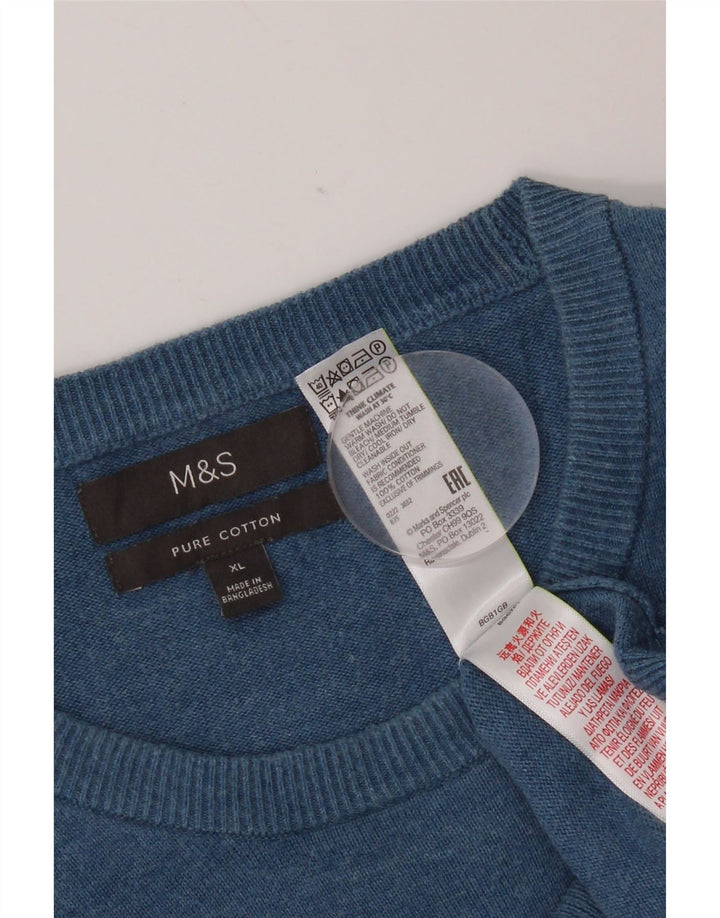 Marks & Spencer Pull à col rond pour homme XL en coton bleu