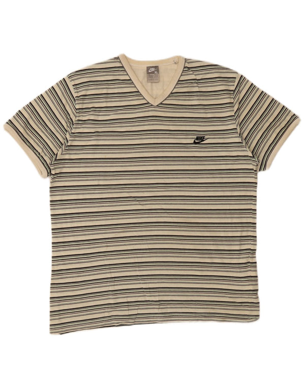 Nike T-Shirt Homme UK 45/47 XL Coton Rayé Beige