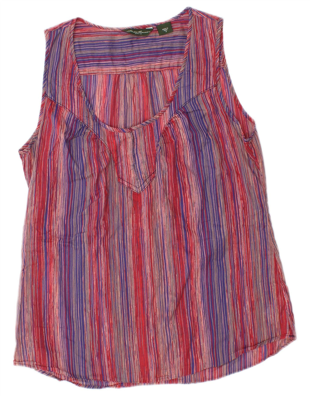 Eddie Bauer Chemisier sans manches pour femme UK 12 Medium Multicolore Rayé