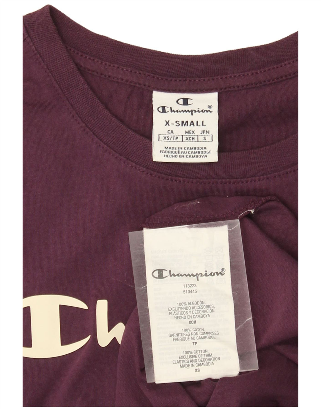Champion T-shirt graphique pour femme UK 6 XS Violet Coton
