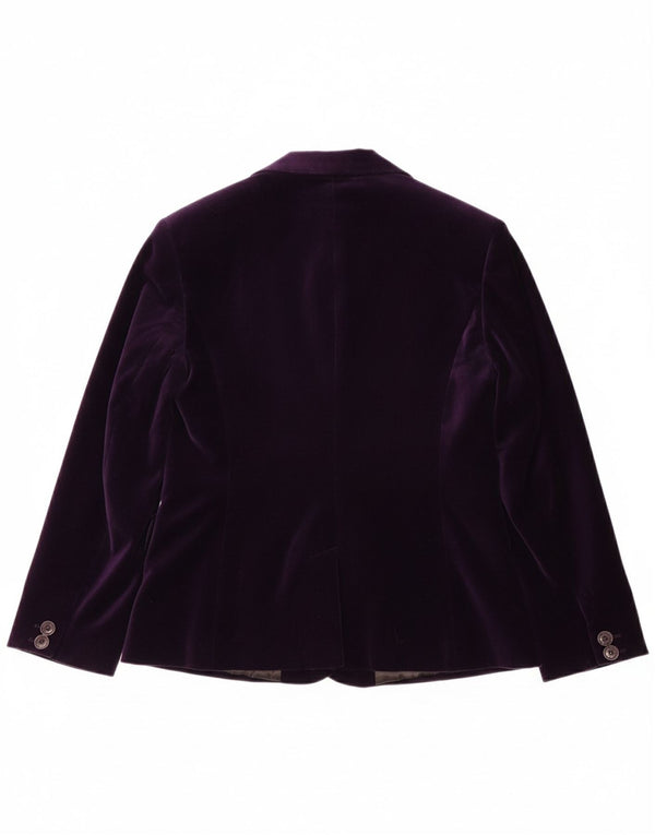 LAURA ASHLEY Veste blazer en velours à 2 boutons pour femme UK 14 Large Violet