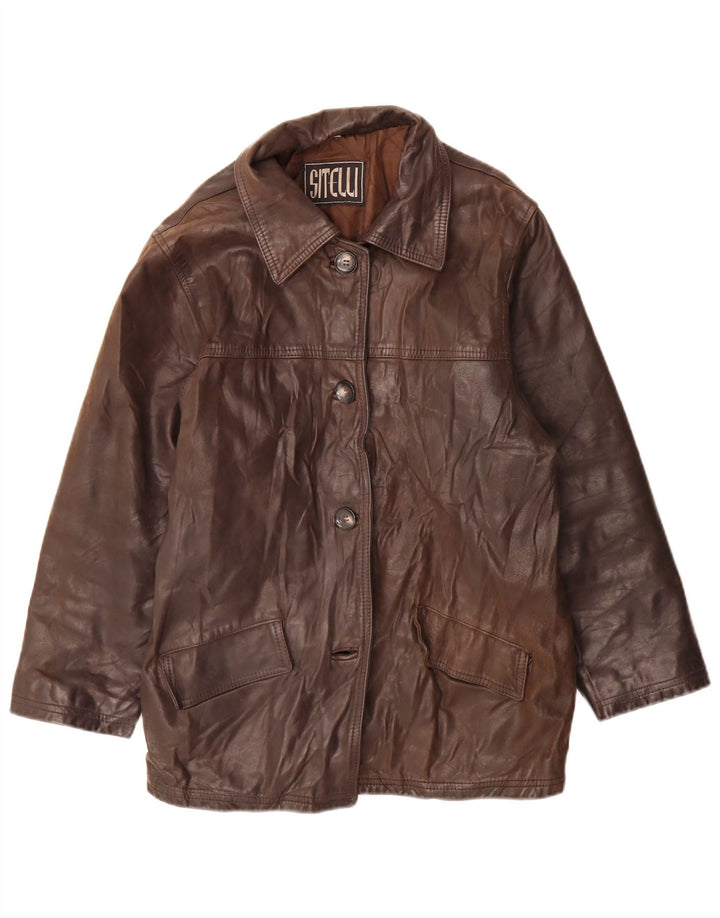 Sitelli Veste en cuir pour femme UK 12 Marron moyen
