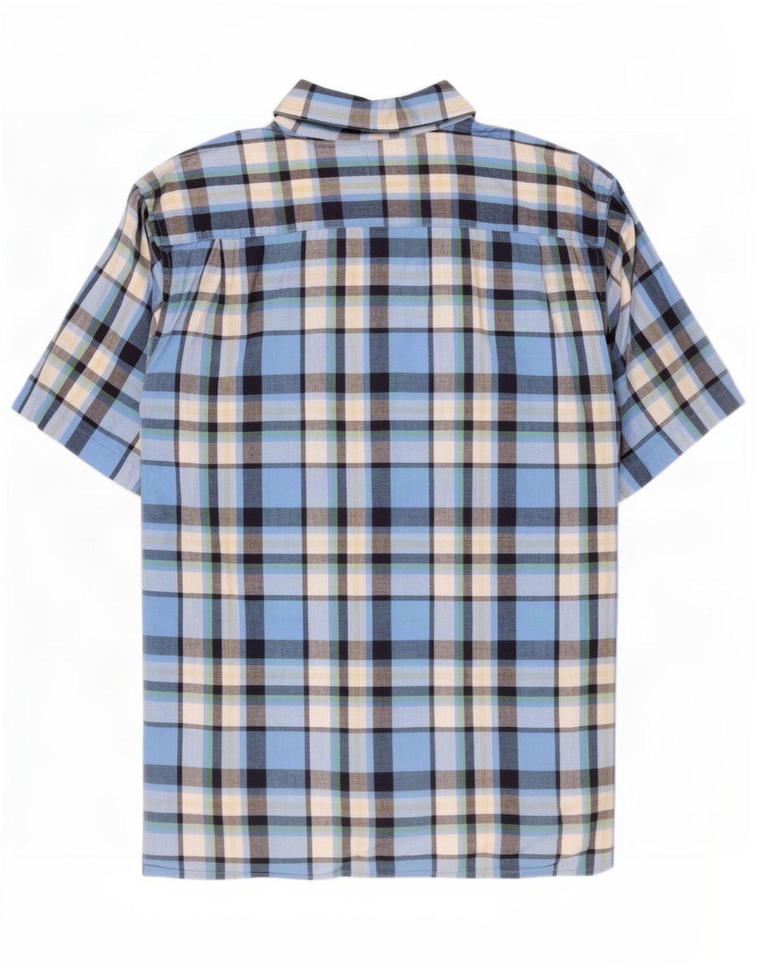 Wrangler Chemise à manches courtes pour homme en coton à carreaux bleu moyen