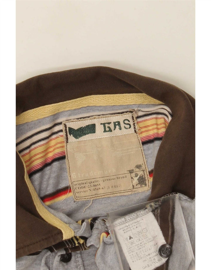 Gas Polo Homme Gris Moyen Rayé Coton
