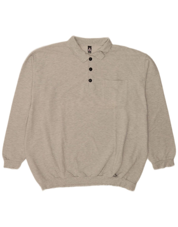 Trigema Sweat-shirt à col polo pour homme 3XL Gris chiné en coton