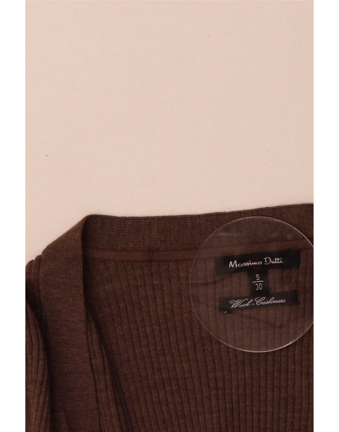 Massimo Dutti Pull cardigan long pour femme UK 10 Petite laine marron