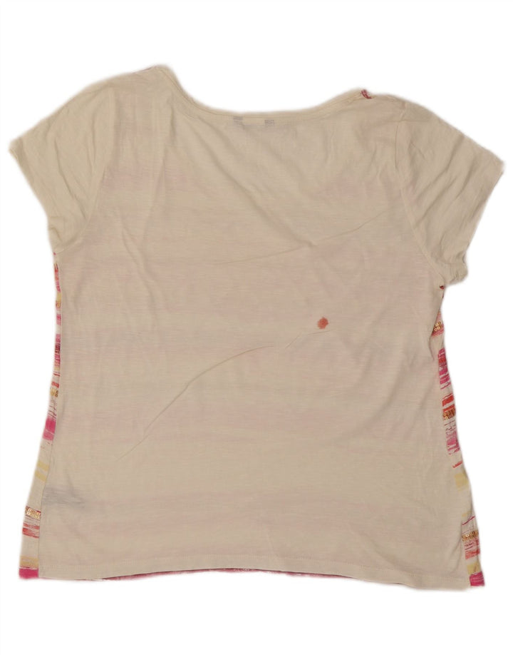 M&Co T-shirt pour femme en coton rayé blanc moyen UK 44