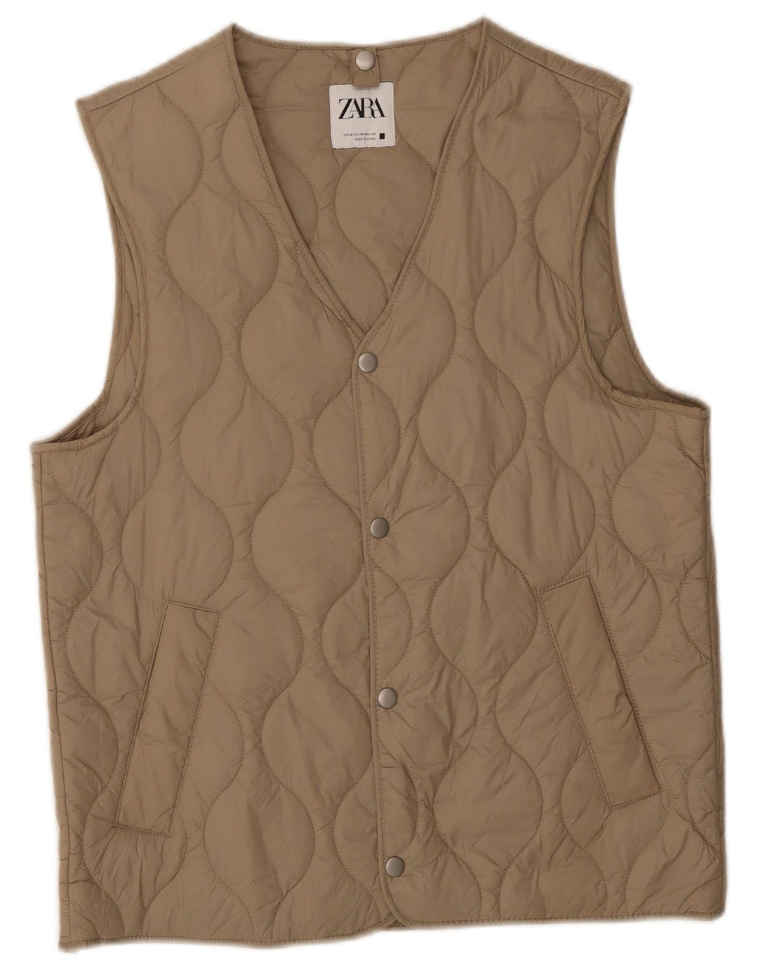 Zara Gilet matelassé pour homme UK 38 Polyester beige moyen